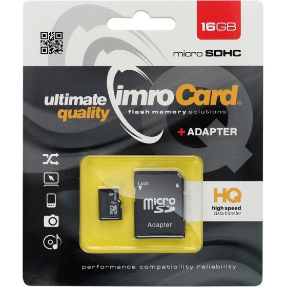 Imro Memory Card Microsd 16GB 100MB/s Class 10 Uhs I With Adapter SD