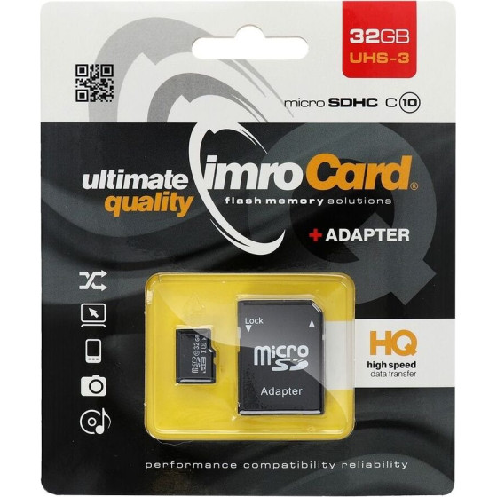 Imro Memory Card Microsd 32GB 100MB/s Class 10 Uhs 3 With Adapter SD