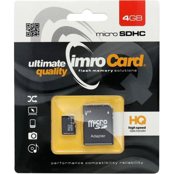 Imro Memory Card Microsd 4GB 100MB/s Class 10 Uhs I With Adapter SD