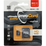Imro Memory Card Microsd 64GB 100MB/s Class 10 Uhs 3 With Adapter SD