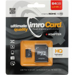 Imro Memory Card Microsd 64GB 100MB/s Class 10 Uhs I With Adapter SD