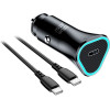Blue Star Car Charger 3A 20W Type C + Cable Type C To Type C Pd QC3.0 Afc black