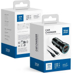 Blue Star Car Charger 3A 25W Type C + Usb A + Cable Type C To Lightning Pd QC3.0 Afc Pps black