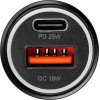 Blue Star Car Charger 3A 25W Type C + Usb A + Cable Type C To Lightning Pd QC3.0 Afc Pps black