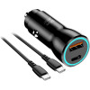 Blue Star Car Charger 3A 30W Type C + Usb A + Cable Type C To Type C Pd QC3.0 Afc Pps black