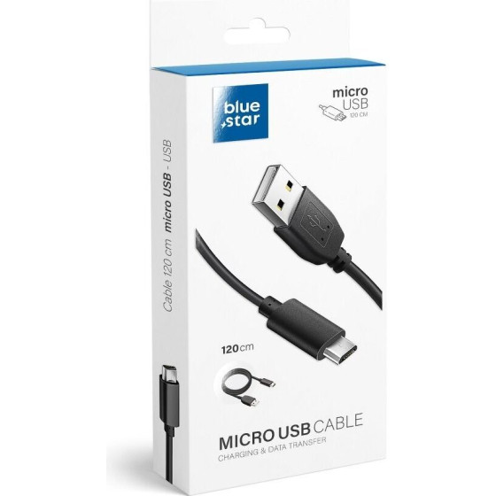 Blue Star Lite Cable 3A Usb A To Micro Usb 1,2 m black
