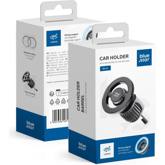 Blue Star Magnetic Car Holder For Air Vent Compatible With Magsafe Barrel black