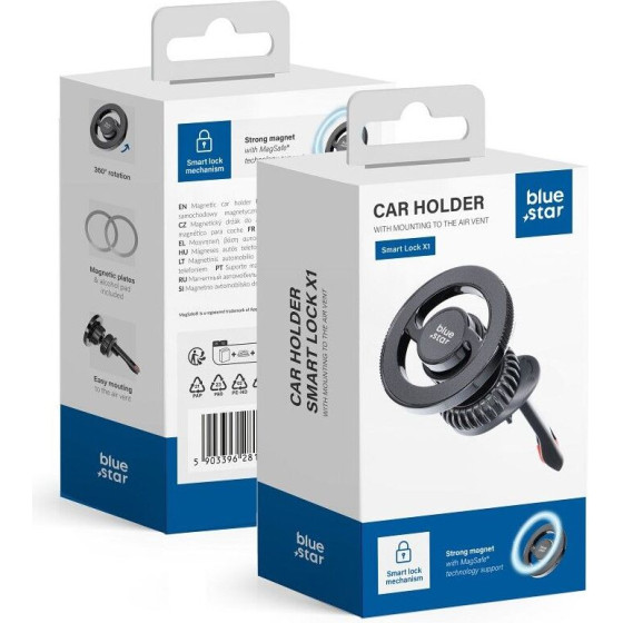 Blue Star Magnetic Car Holder For Air Vent Compatible With Magsafe Smart Lock X1 black