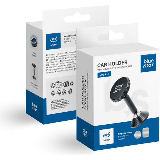 Blue Star Magnetic Car Holder For Dashboard Long Stick black