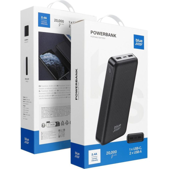Blue Star Powerbank 20000 Mah 2.1A W2015 black