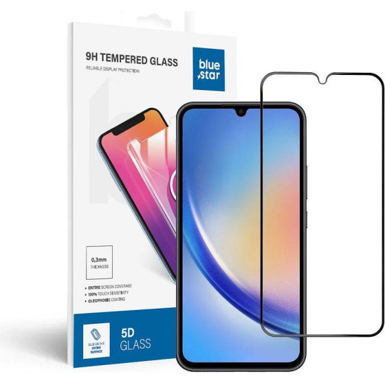 Blue Star Tempered Glass - Samsung A34 5G Full Face (Full Glue With frame/Small size) - black
