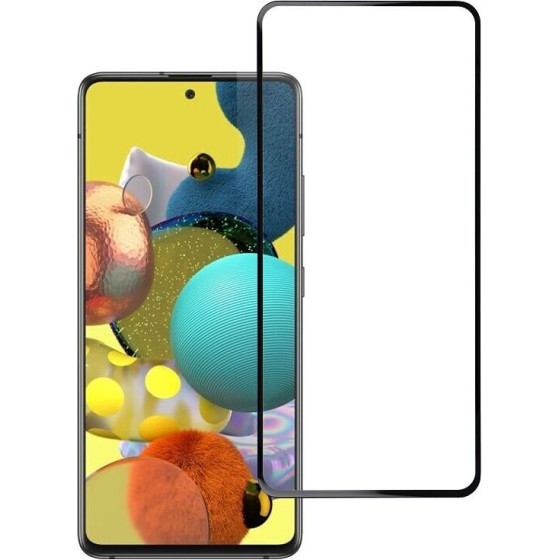 Blue Star Tempered Glass - Samsung A51 Full Face (Full Glue With frame/Small size) - Black Tempered Glass