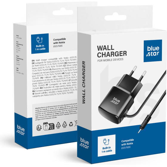 Blue Star Travel Charger 0,6A 3W For Nokia 6101 / N70 / N95 TFK-TC-1100B black