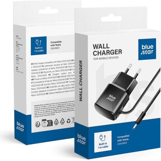 Blue Star Travel Charger 1A 3W For Nokia 3310 / 6610 TFK-TC-1100B black