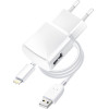 Blue Star Travel Charger 1A 5W Usb A + Cable Usb A To Lightning TFK-TC-1100B white