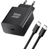 Blue Star Travel Charger Type C + Cable Type C To Type C Pd QC4.0 3A 25W TFB-TC-25WPd black