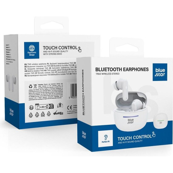 Blue Star Wireless Earphones Bluetooth Tws BK44 white