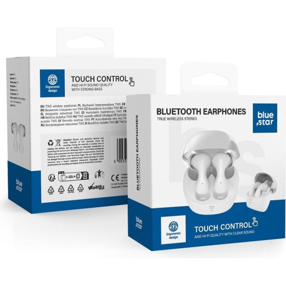 Blue Star Wireless Earphones Bluetooth Tws BK92 white