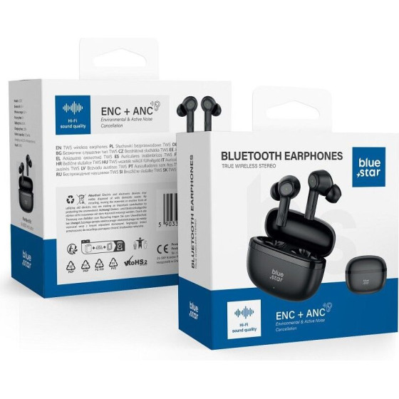 Blue Star Wireless Earphones Bluetooth Tws Enc + Anc AC20E black
