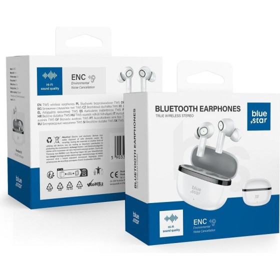 Blue Star Wireless Earphones Bluetooth Tws Enc AC20C white