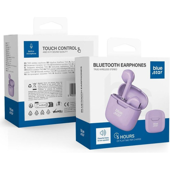 Blue Star Wireless Earphones Bluetooth Tws FI7 purple