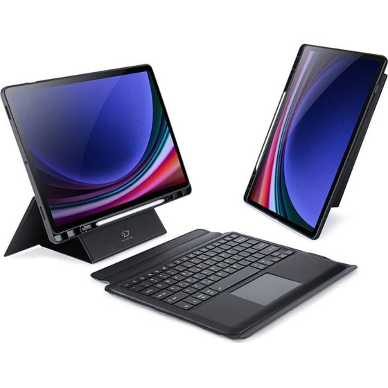 Dux Ducis Case Dk Foldable With Wireless Keyboard With Backlight For Samsung Tab S10 Plus/S9 Plus/S9 Fe Plus black