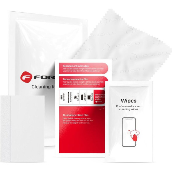 FORCELL - Cleaning Kit For LCD's 4in1 (Wet And Dry cloth, Scratch card, Dust stickers)