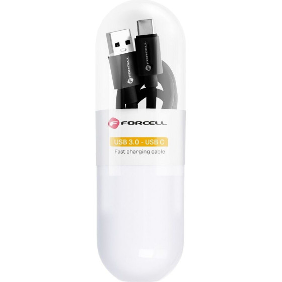 FORCELL C398 Cable Usb A To Type C QC3.0 3A Tube 1 m black