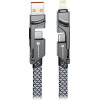 FORCELL F-Energy C241 4in1 Cable Type C / Usb A To Type C / Lightning Qc Pd 3A 60W 1 m chrome