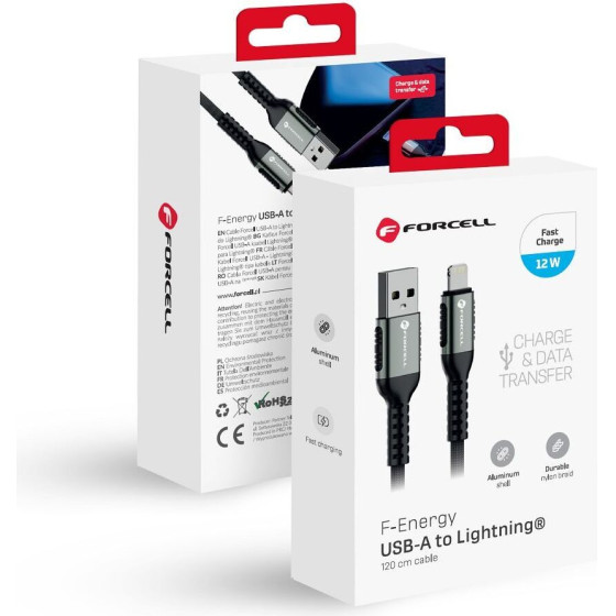 FORCELL F-Energy C257 Cable Usb A To Lightning 2,4A 12W Cafule 1,2 m black