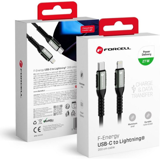 FORCELL F-Energy C259 Cable Type C To Lightning Pd 3A 27W Cafule 2 m black