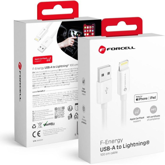 FORCELL F-Energy C703 Cable Usb A To Lightning Mfi 2,4A 12W 1 m white