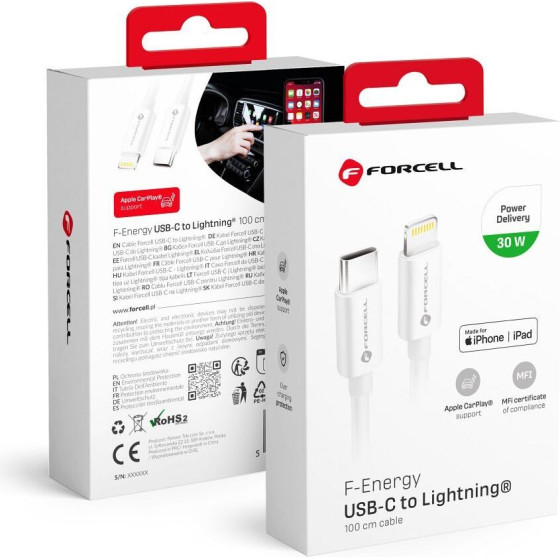 FORCELL F-Energy C901 Cable Type C To Lightning Mfi Pd 3A 30W 1 m white