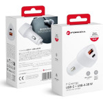FORCELL F-Energy Carbon CC50-1A1C Car Charger Type C + Usb A Pd QC3.0 3A 38W white