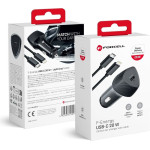 FORCELL F-Energy Carbon CC50-1C Car Charger Type C + Cable Type C To Lightning Pd 3A 20W black