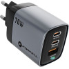FORCELL F-Energy Gan Iii VT-37 Travel Charger With Display Lcd 2 x Type C + Usb A Pd QC4.0 Sam SFC2.0 3,45A 70W gray