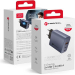 FORCELL F-Energy Gan VT-42B Travel Charger 2 x Type C + Usb A Pd QC4.0 4A 65W gray
