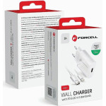 FORCELL F-Energy TFK-TC-20WPd Travel Charger Type C + Cable Type C To Lightning Pd QC4.0 3A 20W white