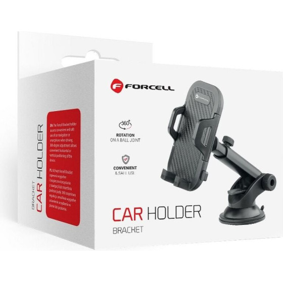FORCELL F-Grip Carbon Bracket Regular Arm Car Holder For Windshield / Dashboard black