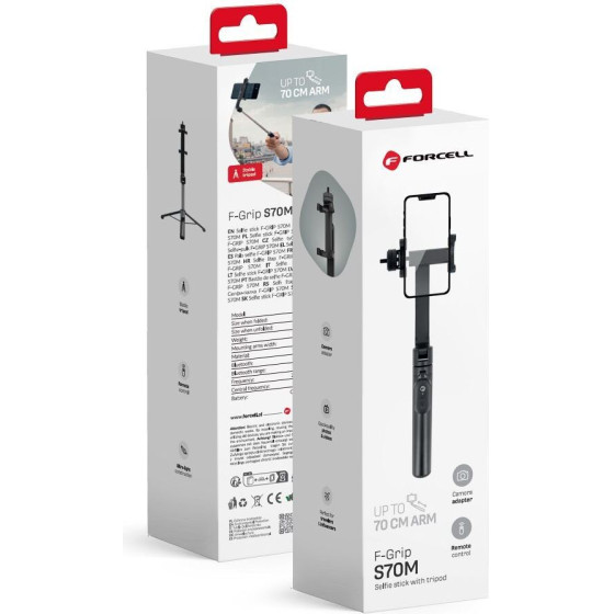 FORCELL F-Grip S70M Selfie Stick With Wireless Remote Control Tripod black