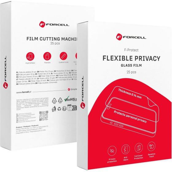 FORCELL F-Protect Flexible Privacy Film For Smart Cutting Machine 196x125mm (25 pcs/set)