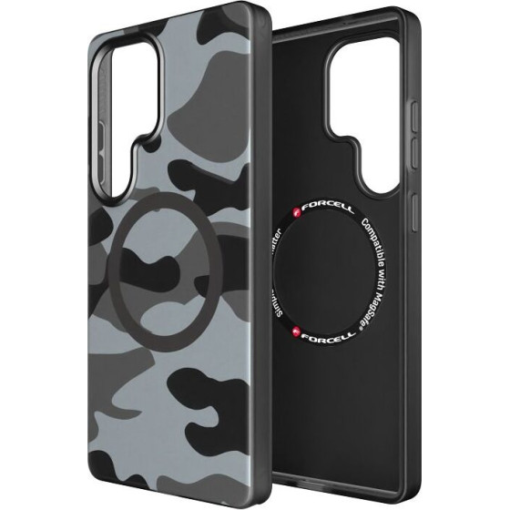 FORCELL F-Protect Levels With Dual Layer 4D technology, Military Drop-Test Compatible With Magsafe For Samsung S25 Ultra Black camo