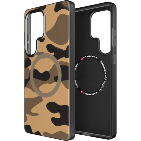 FORCELL F-Protect Levels With Dual Layer 4D technology, Military Drop-Test Compatible With Magsafe For Samsung S25 Ultra Desert camo