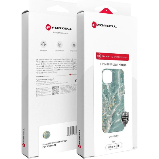 FORCELL F-Protect Mirage, Military Drop-Tested Case Compatible With Magsafe For Iphone 15 Green marble