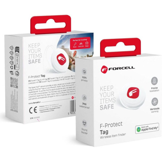 FORCELL F-Tag F01 Item Tracker Find My white