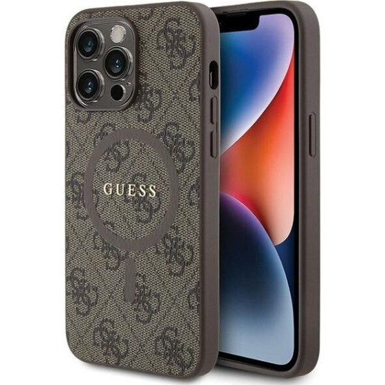 Guess Case For Iphone 13 Pro Compatible With Magsafe GUHMP13LG4GFrw (4G Ring Classic logo) brown