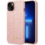 Guess Case For Iphone 14 Plus GUHCP14MHggshp (Glitter Flakes Script Metal Logo) pink