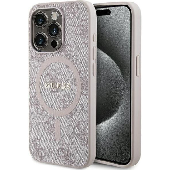 Guess Case For Iphone 14 Pro Max Compatible With Magsafe GUHMP14XG4GFrp (4G Ring Classic logo) pink