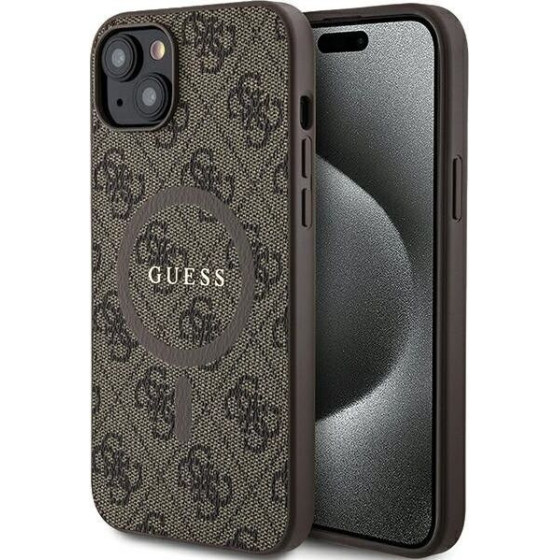 Guess Case For Iphone 15 Compatible With Magsafe GUHMP15SG4GFrw (4G Ring Classic logo) brown