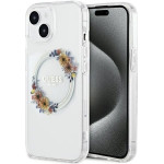Guess Case For Iphone 15 Compatible With Magsafe GUHMP15SHfwfct (Flowers Wreath) transparent